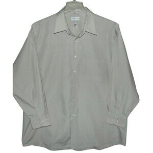 Van Heusen Dress Shirt Mens XL 17.5 32/33 Beige Regular Fit pocket Wrinkle Free